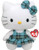 Ty Beanie Buddy Hello Kitty - Aqua Plaid -Medium-