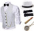 BABEYOND 1920s Mens Gatsby Gangster Vest Fedora Hat Armbands Costume Accessories Set -White Stripe  XL-