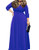 POSESHE Women_s Solid V-Neck 3 4 Sleeve Plus Size Evening Party Maxi Dress Navy Blue XX-Large