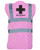 First Aid Cross  Printed Hi-Vis Vest Waistcoat - Pink Black S