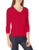 Nautica Women_s Effortless J-Class Long Sleeve 100 Percent  Cotton V-Neck Sweater  Red  X-Small