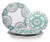 Dinner Plates Appetizer Salad Plate Set 4, Porcelain Mint Blue, Floral Pattern, Accent Serving Plates