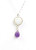 Purple Amethyst and Moonstone Gemstone Bead Necklace  February June Birthstone  Sterling Silver 18 Inch Chain