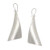 Sterling Silver Curved Leaf Handmade Long Dangle Earrings Triangle White Brushed Silver Minimalist Design