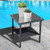 Outdoor PE Wicker Side Table - Patio Rattan Garden Coffee End Square Table with Glass Top Furniture  Black