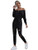 SweatyRocks Women_s Two Piece Crop Top and Sweatpant Set Sport Tracksuit Outfit Pure Black XS