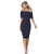 Venus Women_s Ruched Mesh Bodycon Dress Asymmetrical Off The Shoulder Neckline Form-Fitting Style - Navy Blue - 2X