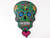 Teal Sugar Skull - Day of the Dead -Dia de Los Muertos - Calavera - Pendulum Wall Clock