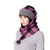 Stocking Cap Long Pink Plaid Wrap Around Fleece Gray Sherpa Scarf Hat