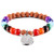 JOXFA Men 8mm Rudraksha Beads 7 Chakra Bracelet Aromatherapy Bracelet Yoga Meditation Rosary Lava Beads Elastic Beaded Stretch Bracelets