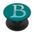 Silver Light Blue Initial Letter B On Dark Teal PopSockets PopGrip  Swappable Grip for Phones  and  Tablets