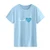 Hotkey Short Sleeve Shirts for Women_ Valentine's Day I Love Letter Print Solid O_Neck T Shirts Top Tee Tops Plus Size Sky Blue