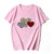 Hotkey Short Sleeve Shirts for Women_ Fashion Valentine's Day Heart Printed Solid Color Shirt O_Neck Pullover Tops Tee Pink