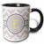3dRose Grey Chevron Monogram Initial E Mug_ 11 oz_ Black White yellow