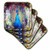 3dRose CST_130412_2 Peacock Grunge Digital Art by Angelandspot Soft Coasters, Set of 8