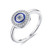 Round Blue Evil Eye Band Ring in Sterling Silver 925 Cubic Zirconia  and  Enamel_Size 7_