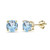 Yellow Gold Flashed Sterling Silver Blue Topaz 7mm Round_Cut Solitaire Stud Earrings