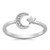 CloseoutWarehouse Clear Cubic Zirconia Star and Moon Adjustable Ring Sterling Silver Size 7