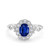 Oval Art Deco Halo Wedding Enagement Bridal Ring Oval Round Simulated Blue Sapphire Cubic Zirconia 925 Sterling Silver Size_7
