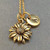 Sunflower necklace_ sunflower charm_ flower necklace_ personalized necklace_ initial necklace_ initial charm_ monogram