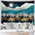 PROCIDA Forest Mountain Tapestry Moon Misty Forest Trees Blue Night Tapestry Sunset Birds Nature Landscape Art Wall Hanging for Men Bedroom College Dorm Decor with Nails 90 inch W x 71 inch L