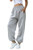 Ru Sweet Women's Active High Waisted Sporty Gym Athletic Fit Jogger Sweatpants Baggy Lounge Pants with Pockets Grey1