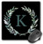 3dRose Wreath with Monogram Initial Letter K in Green on Black. _ Mouse Pads _mp_337367_1_