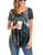 AMCLOS Womens Tops V Neck Tie_Dye Tee T_Shirts Swing Ruffle Blouses Button up Tunic Casual Flowy Loose Short Sleeve_Short_T_Green_ L_