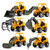 F and J 6 Styles Mini Diecast Plastic Construction Vehicle Engineering Cars Excavator Model Toys for Children Boys Gift