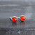 Sterling Silver 3mm Orange Carnelian Cabochon Stone Stud Earrings