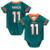 Outerstuff NFL Newborn Infants Team Color Name and Number Home Player Creeper Bodysuit Jersey _Devante Parker Miami Dolphins Aqua Home_ 6_9 Months_