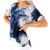 Meikosks Womens Summer Tie_dye Printed T Shirts Short Sleeve O_Neck Blouses Loose Tops Blue