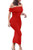 GOBLES Women's Ruched Off Shoulder Short Sleeve Bodycon Midi Elegant Cocktail Party Dress Red