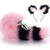 Pink  and  Black Color Interval Three Sizes Fluffy Faux Fox Tail  and  Cat Ears Headband Charms Role Play Costume Party Cosplay Prop _L_