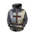 Men Kids Medieval Knight Templar Pullover Zipper Hoodie Jacket Retro Crusader Cross Printed Sweatshirt Costume