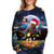 Women Ugly Christmas Sweatshirt 3D Print Funny Xmas Cat Long Sleeve Crew Neck Plus Size Pullover Tops _L_Black_
