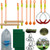 Happybuy Ninja Warrior Obstacle Course for Kids_ 45ft Ninja Line Slackline with Gym Rings_ Monkey Bars_ Rope Knots_ Portable Outdoor Ninja Course Training Equipment Set for Backyard