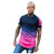 SPE969 Men's O_Neck Short Sleeve Shirt_ Summer Casual Fashion Patchwork Gradient T_Shirt Top Hot Pink