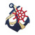 ID 2611 Navy Anchor Patch Boat Captain s Wheel Nautical Ship Iron On Applique