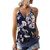 Women Print Floral Vest Blouse Casual V Neck Sleeveless Shirts Tunics Tops Summer Camisole Beach Tanks Tops T Shirts -Navy  L-