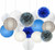 Sopeace 16 pcs White Navy Blue Grey 10inch 8inch Tissue Paper Pom Pom Paper Lanterns Mixed Package for Blue Themed Party Bridal Shower Decor Baby Shower Decoration