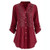 GLVSZ Women s Casual Long Sleeve Plus Size Shirt V Neck Flowy Tunic Button Down Lace Blouse Tops Wine Red 5XL