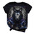 KEYEE Women T Shirts Wolf Print Cute Graphic Tees Summer Funny Casual Short Sleeve Tops T-Shirt Tunics Black