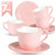 Guangyang Coffee Cups and Saucers Set of 4-7OZ Fine New Bone China Porcelain Embossed Flower Gold Edge Cups and Saucer Set of 4 for Coffee Tea, and other beverage