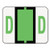 A-Z Color-Coded Bar-Style End Tab Labels  Letter D  Light Green  500 Roll