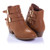 Bellmora Women s Payton-01 Side Zip High Block Heel Ankle Booties  Tan  9.0 B-M-