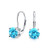 1CT Blue Solitaire Round Brilliant Cut Cubic Zirconia CZ Leverback Drop Earrings Simulated Aquamarine Sterling Silver