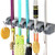 DENVOE Broom Mop Holder Tidy Organizer  Wall Mounted Organizer with 3 Position 4 Hooks for Brush Mop and Broom Tool Storage -5 Position 6 Hooks-