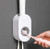 INSHA Automatic Toothpaste Dispenser with Toothbrush Holder Hands-Free Toothpaste Squeezer Wall Mounted for Washroom Bathroom -White Plus Grey-