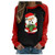 Women Long Sleeve Leopard Patchwork Hooded Sweatshirt Drawstring Pockets Pullover Tops Black